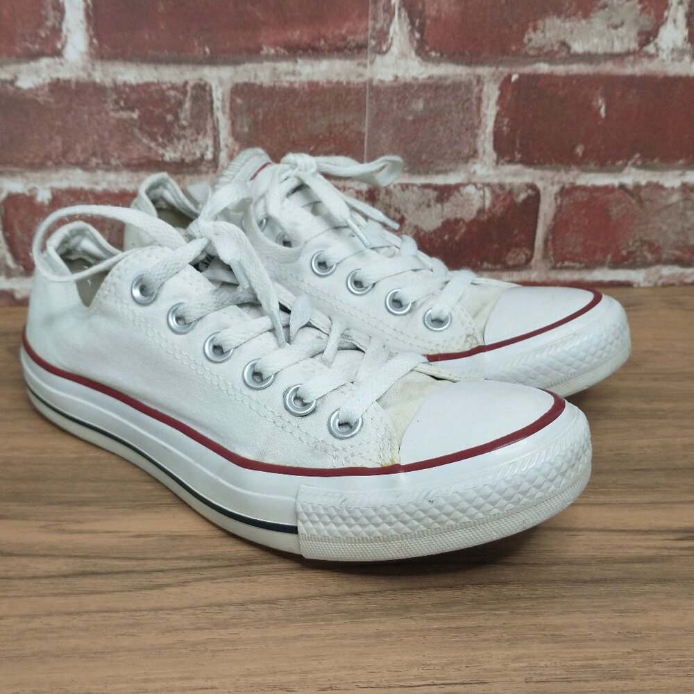 Converse White Sneakers with Red Trim